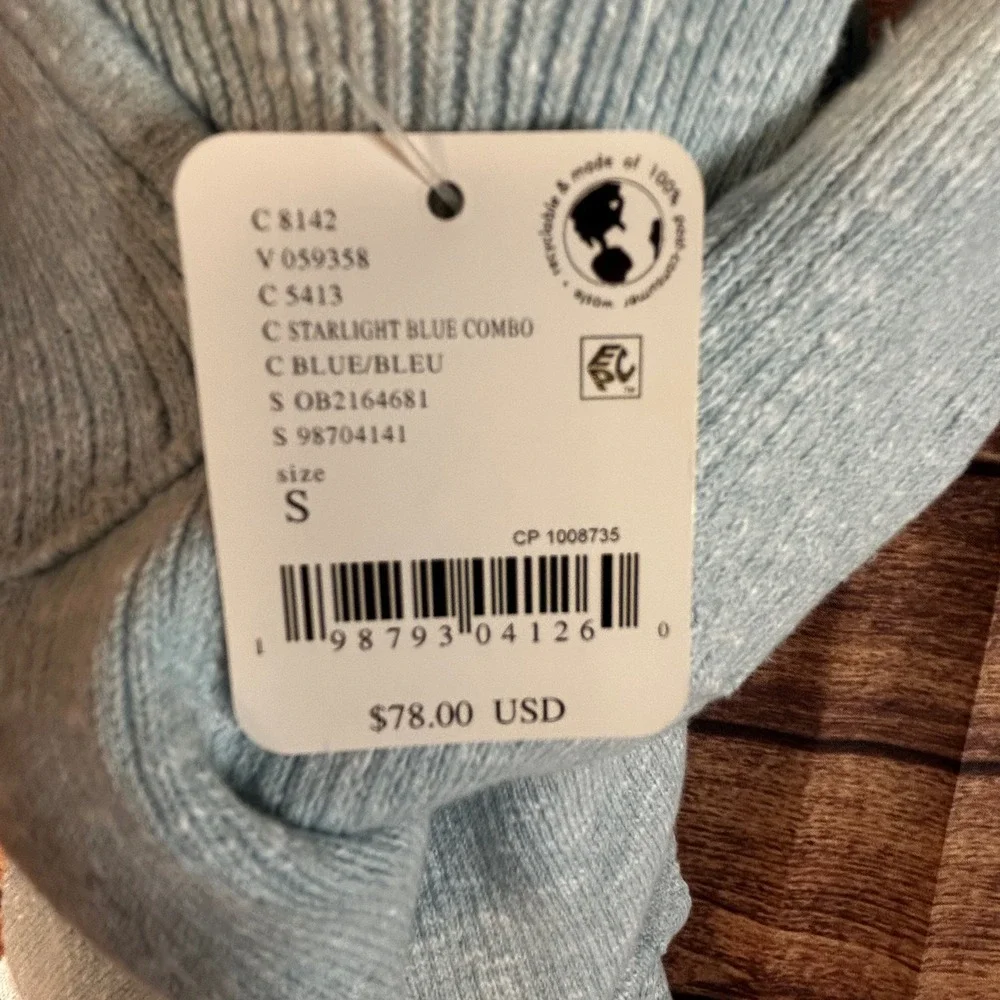 Free People Tula Sweater Starlight Blue Knit Maxi Dress V-Neck Tie Back S NWT